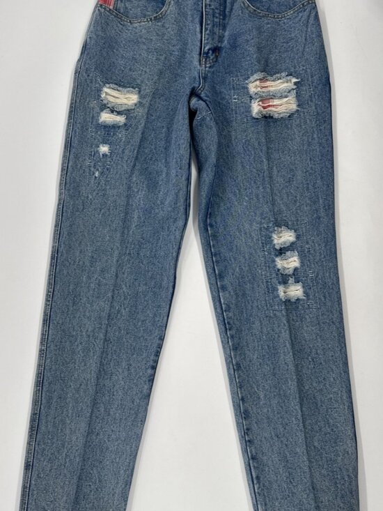 Iou Other - Vintage IOU  Patchwork Jeans Mens 31 Denim Distressed Stone Washed Tapered 31x32